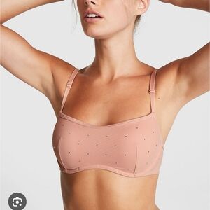 NWT Victoria's Secret PINK Macron Flocked PushUp Bralette SZ L